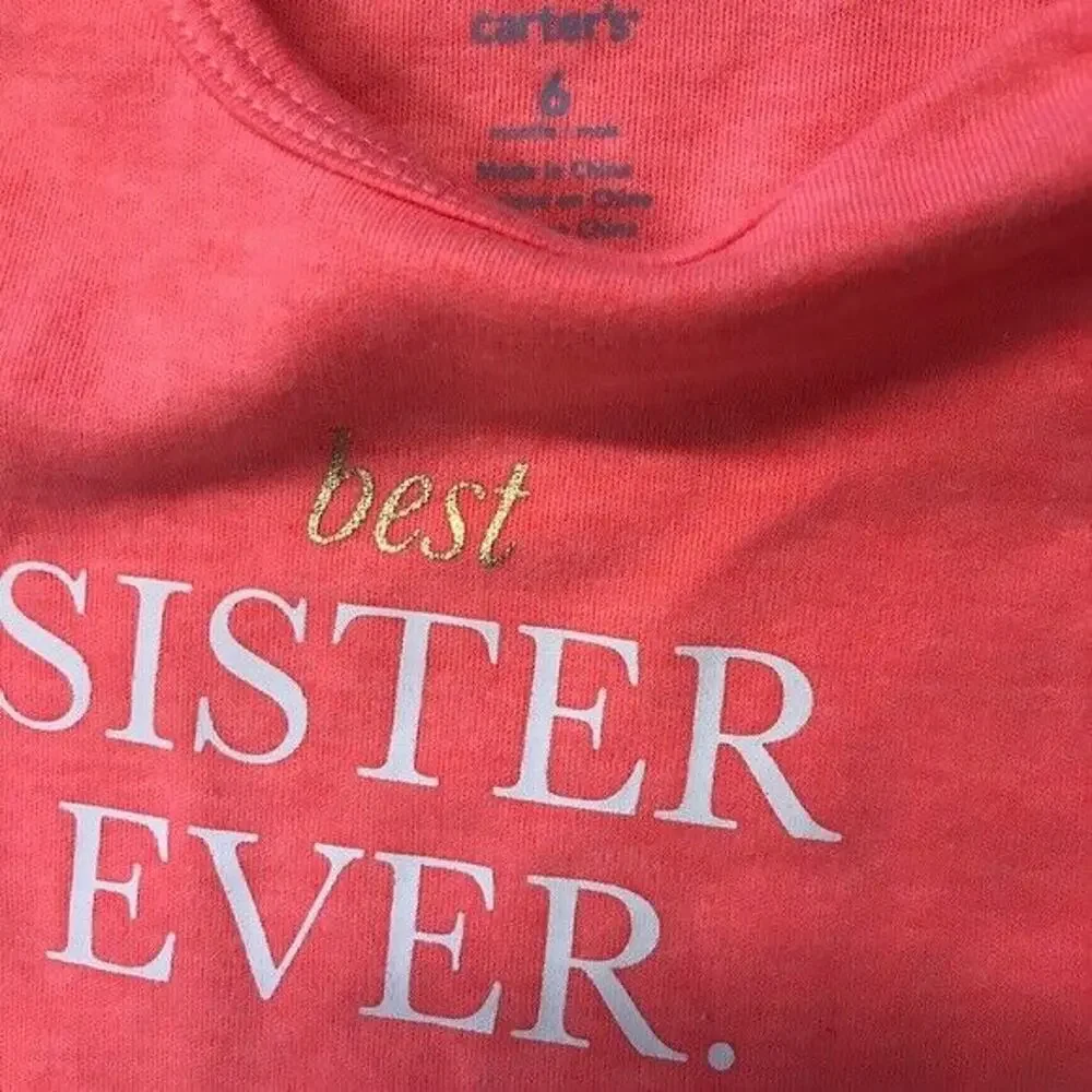NEW NWT Carter's‎ Best Sister Ever Orange Bodysuit 6 mo
